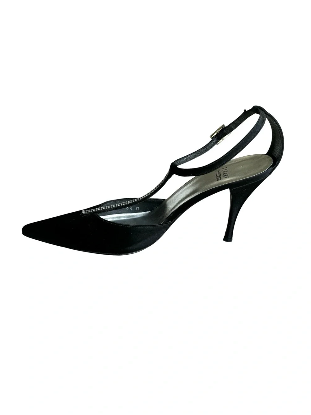 Stuart Weitzman Embellished Black Satin Pumps